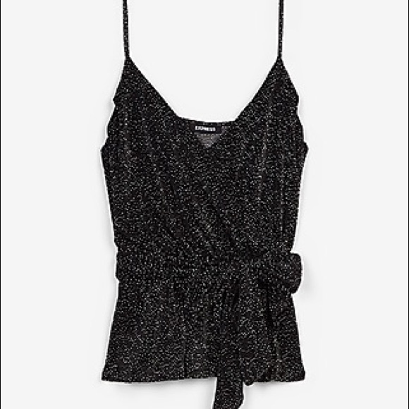 Express Wrap Peplum Cami in Black White Dot Print Size Medium - Picture 16 of 16